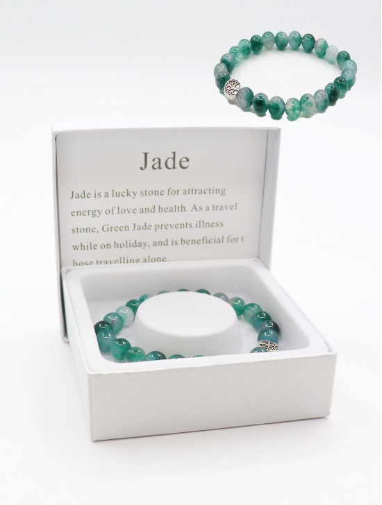 Jade Blessing Bead Bracelets with Gift Box.